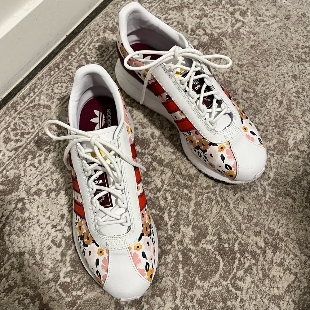 Adidas “Andridge” Floral Sneakers, sz 8.5, designed by Her Studio London.